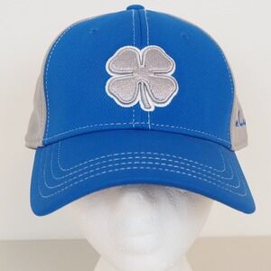 Black Clover Hat Men L/XL Blue Gray Live Lucky Clover Logo A-Flex Golf Cap